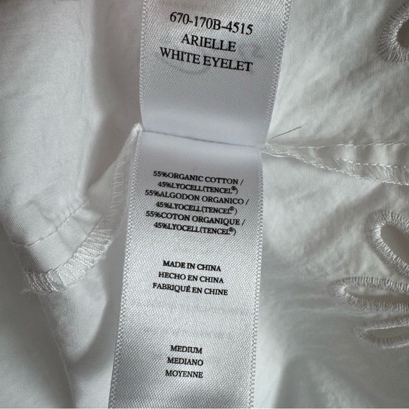 RAILS White Arielle Dress Organic Cotton+Tencel Short Sleeve Eyelet Mini Medium - Picture 7 of 9